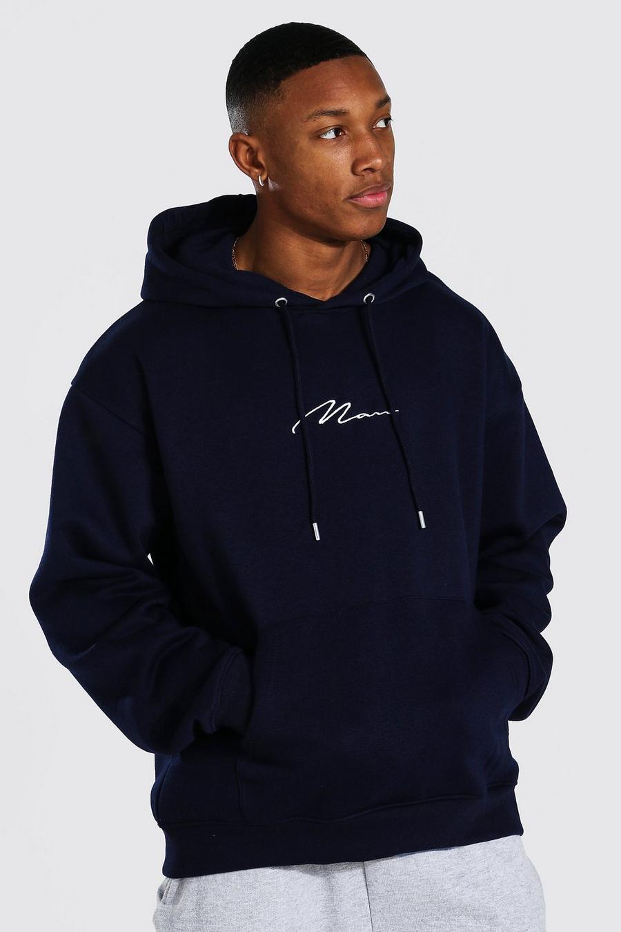 Navy Oversized MAN Signature OTH Hoodie image number 1