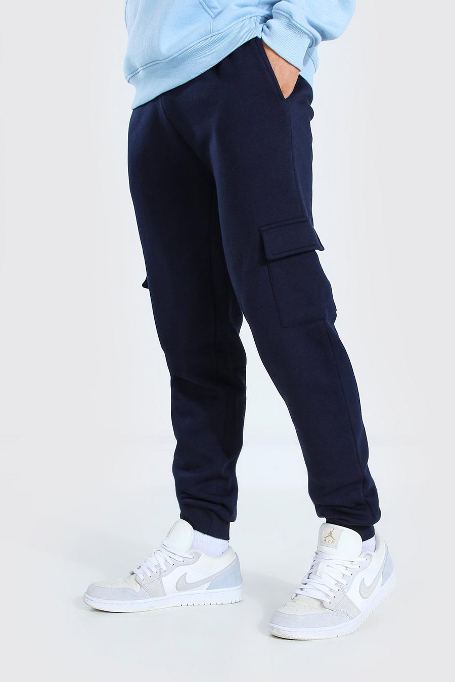 Pantalones de deporte de punto estilo cargo BASICS, Azul marino image number 1