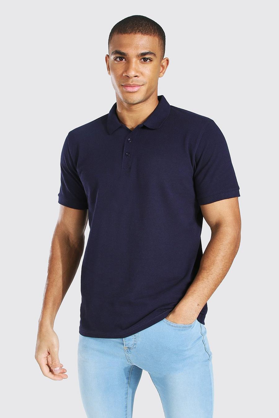 Navy Basic Pique Polo image number 1
