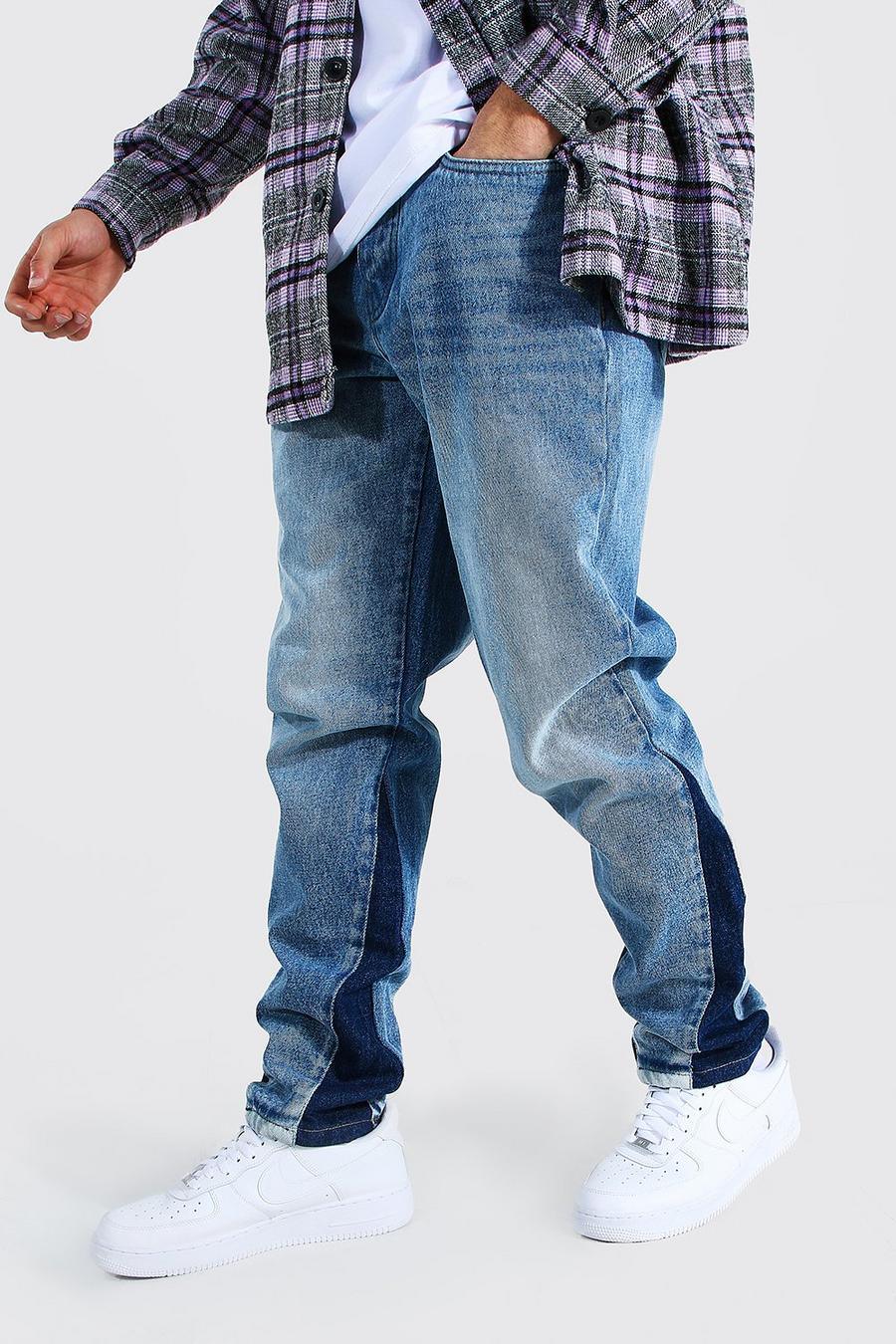 כחול קרח ג'ינס בגזרה ישרה עם פאנל משולש image number 1