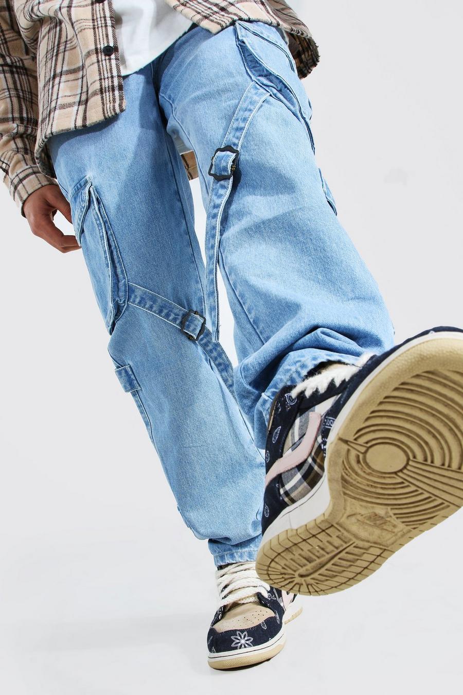 Cargo-Jeans mit geradem Bein , Ice blue image number 1