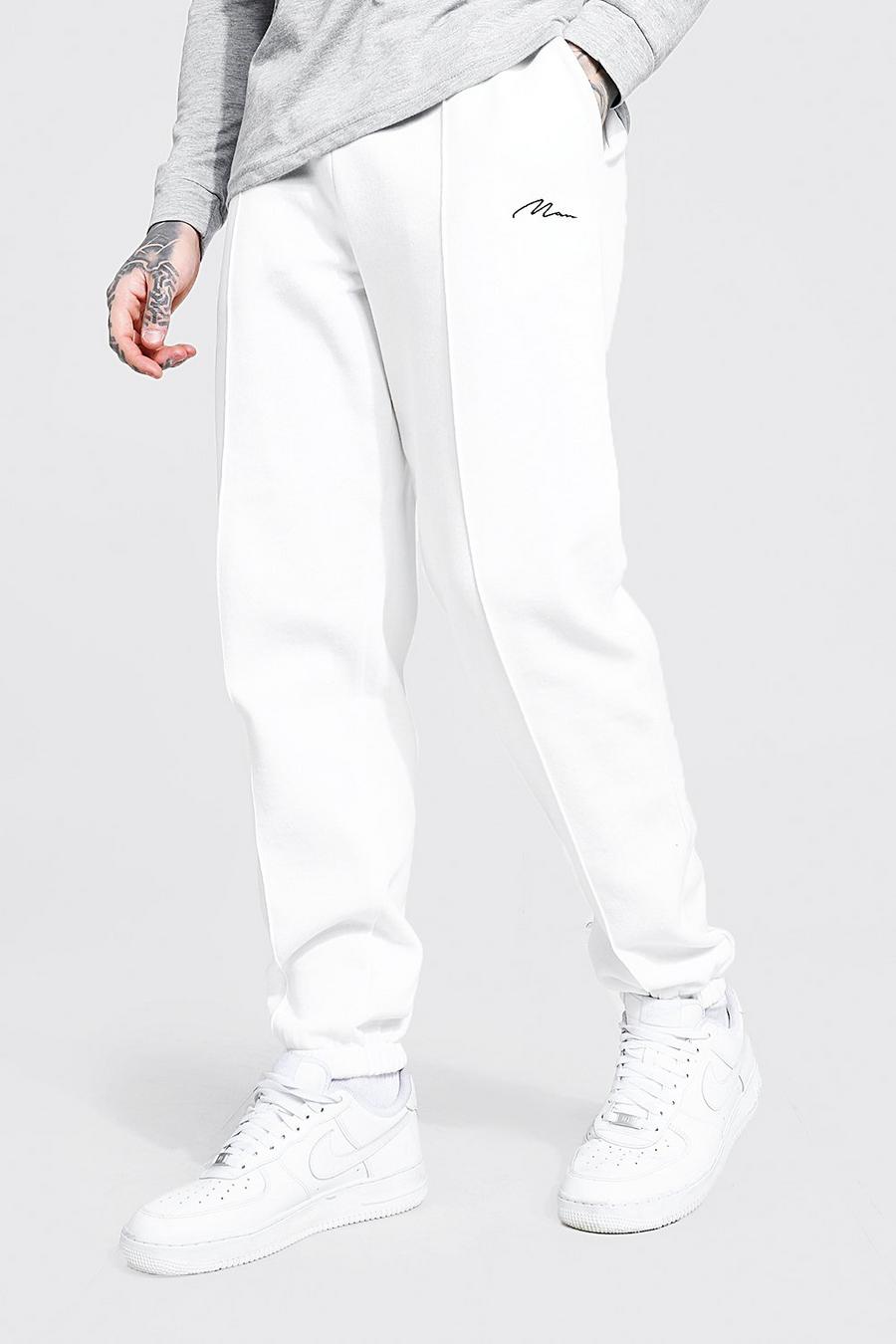 Pantalón deportivo holgado con firma MAN y alforza , Crudo image number 1