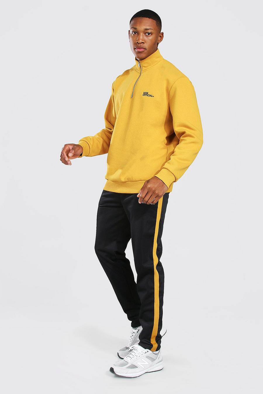 Mustard Oversized MAN Official Half Zip Tricot Tracksuit image number 1