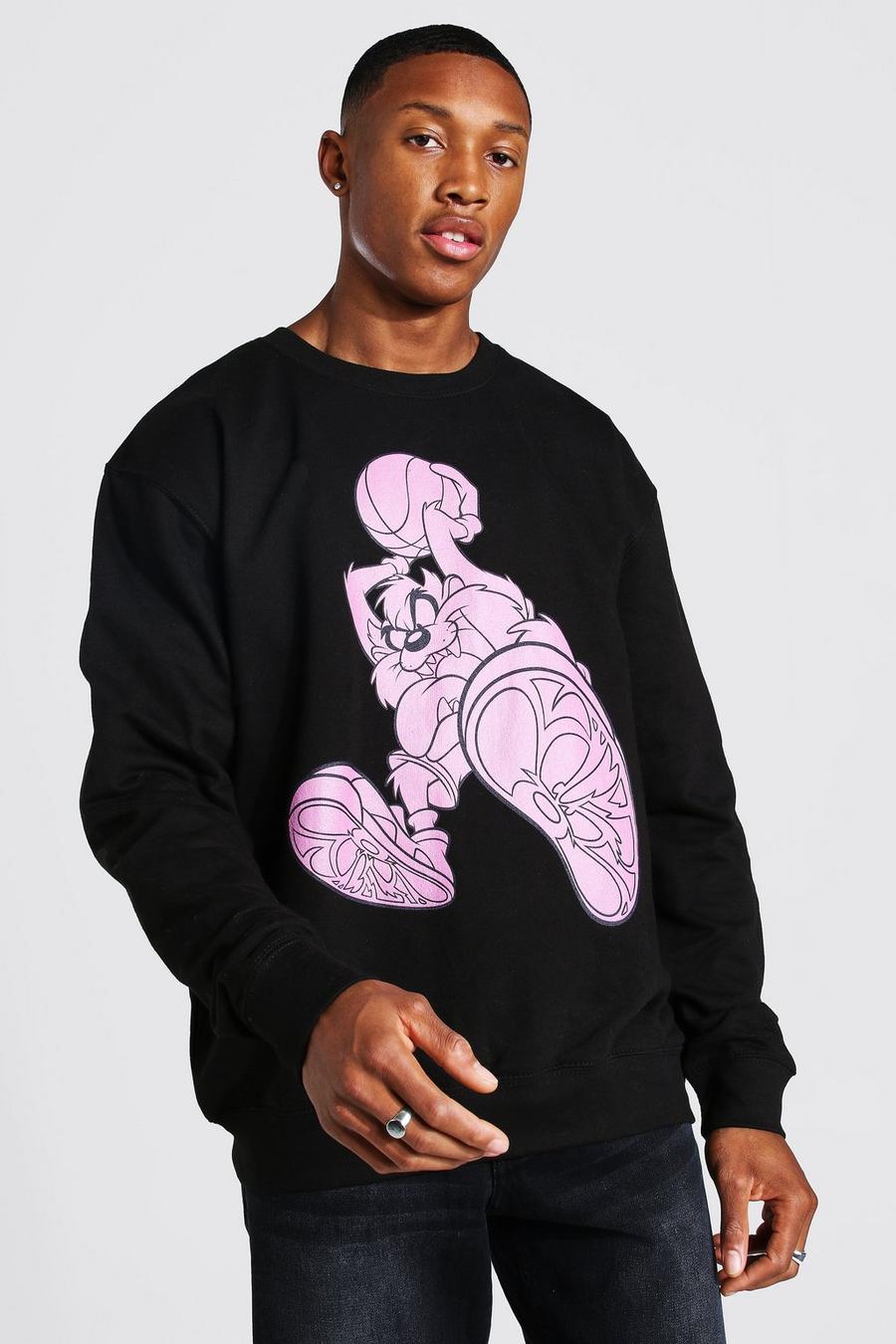 Basketball-Sweatshirt in Übergröße mit „Looney Tunes“-Motiv, Schwarz image number 1