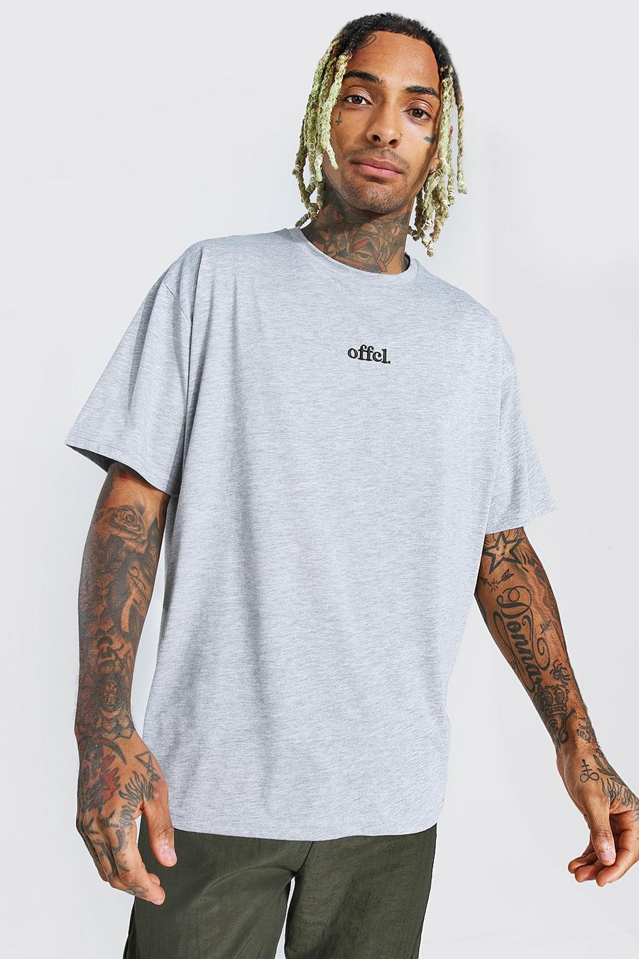 Grey marl grå Official Oversized Embroidered T-Shirt image number 1