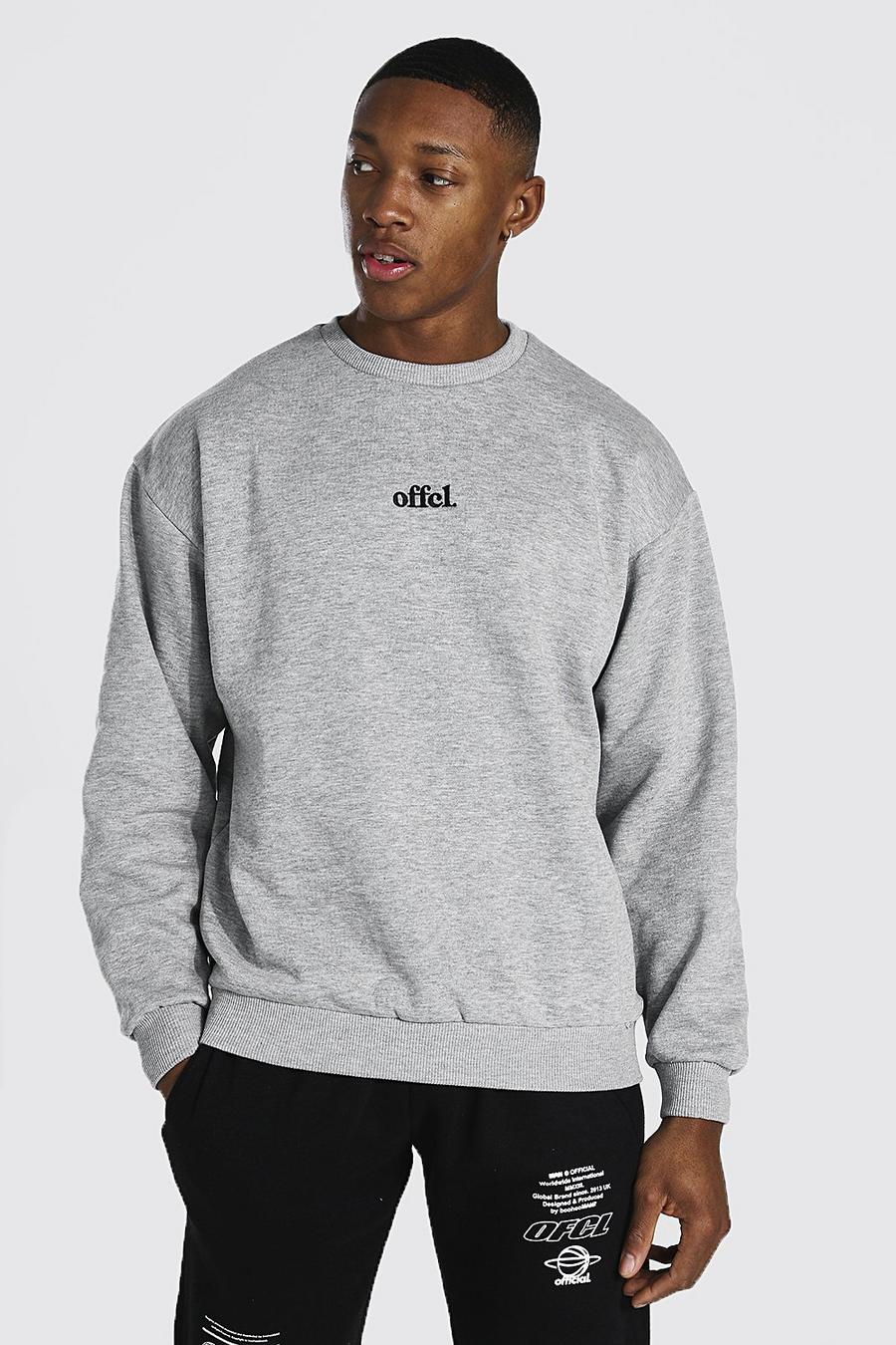 Grey marl Official Oversized Embroidered Sweater image number 1