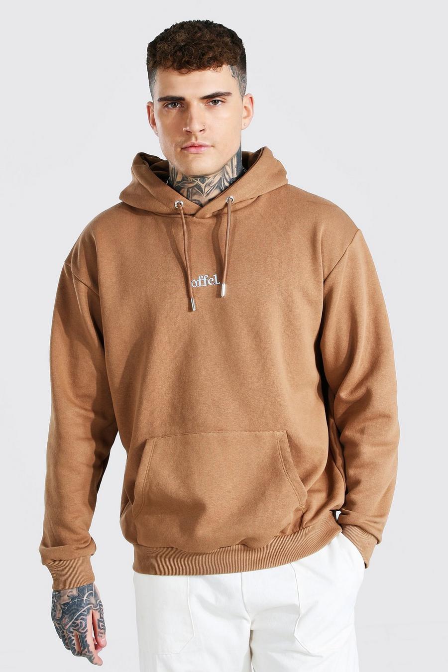 Brown Official Oversized Embroidered Hoodie image number 1