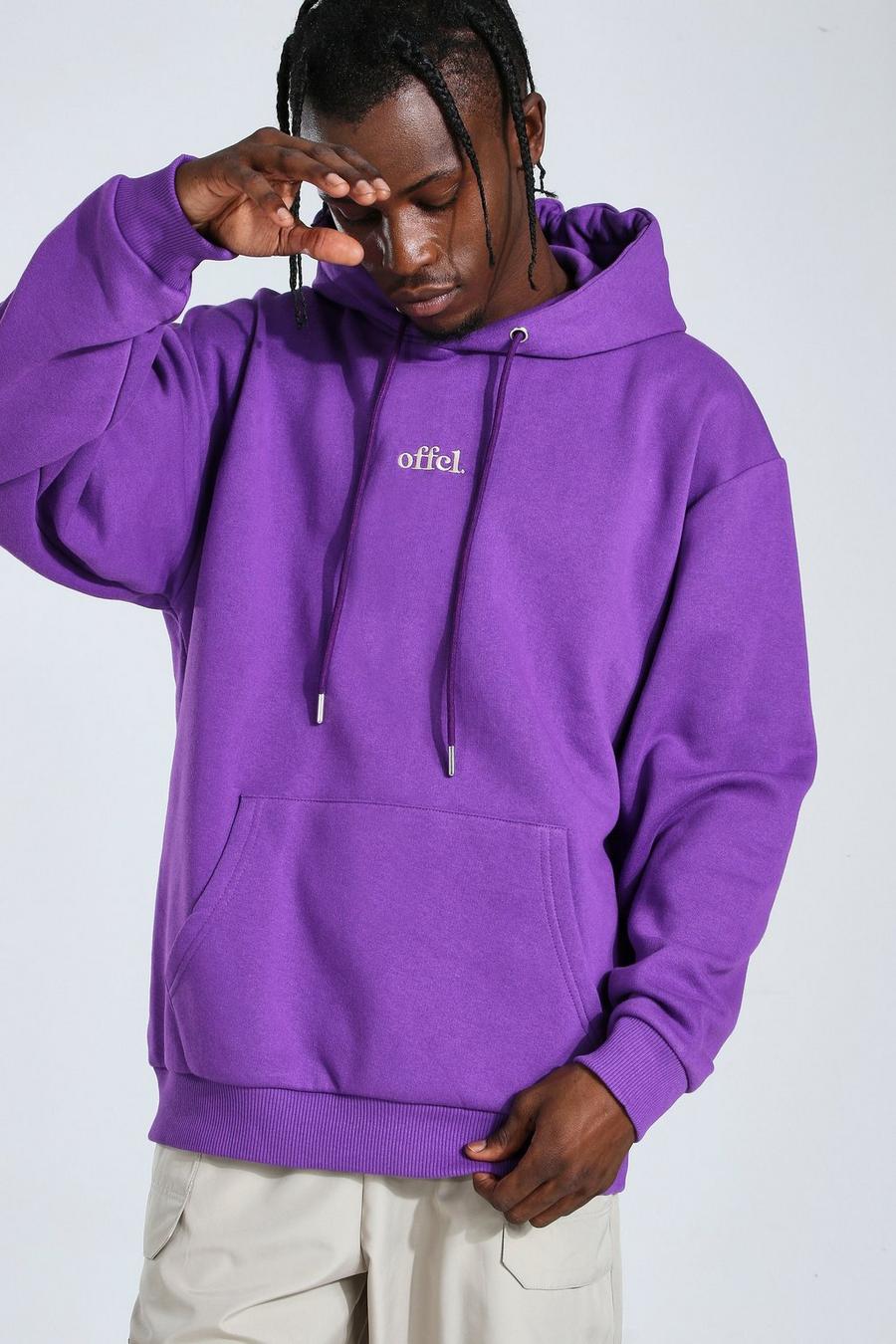 Purple "Official" Oversize hoodie med brodyr image number 1