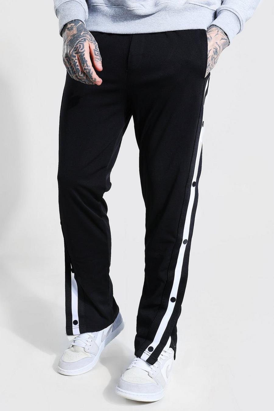 Black Side Tape Popper Tricot Track Pants image number 1