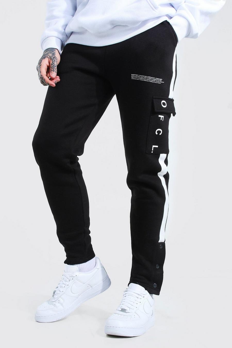 Black Official Side Tape Popper Cargo Jogger image number 1