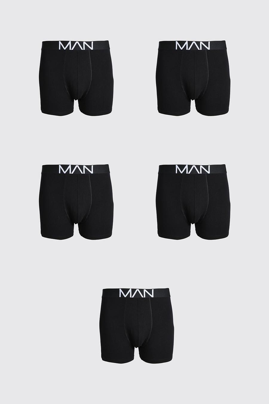 Plus Size 5er-Pack Boxershorts mit MAN-Logostreifen, Schwarz image number 1