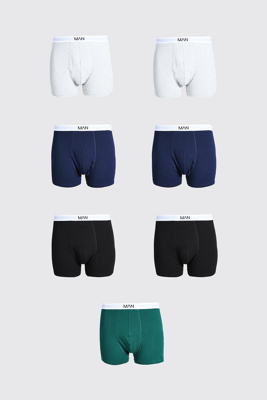 Plus Size 7er-Pack verschiedenfarbige Boxershorts mit MAN-Streifen, Mehrfarbig image number 1