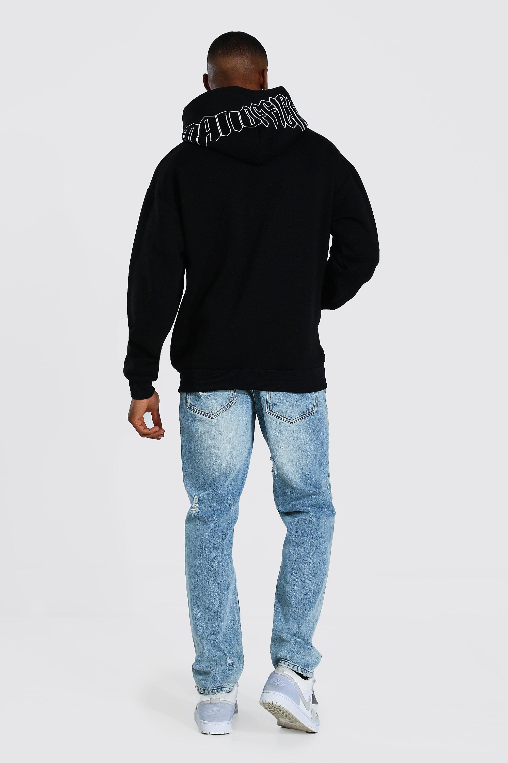 Oversized printed zip-through hoodie