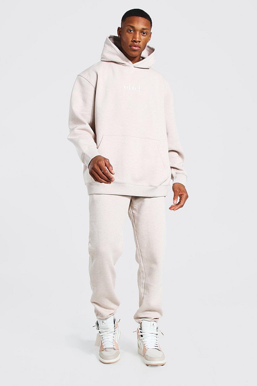 Ecru Oversized Official Overdyed Hooded Tracksuit image number 1