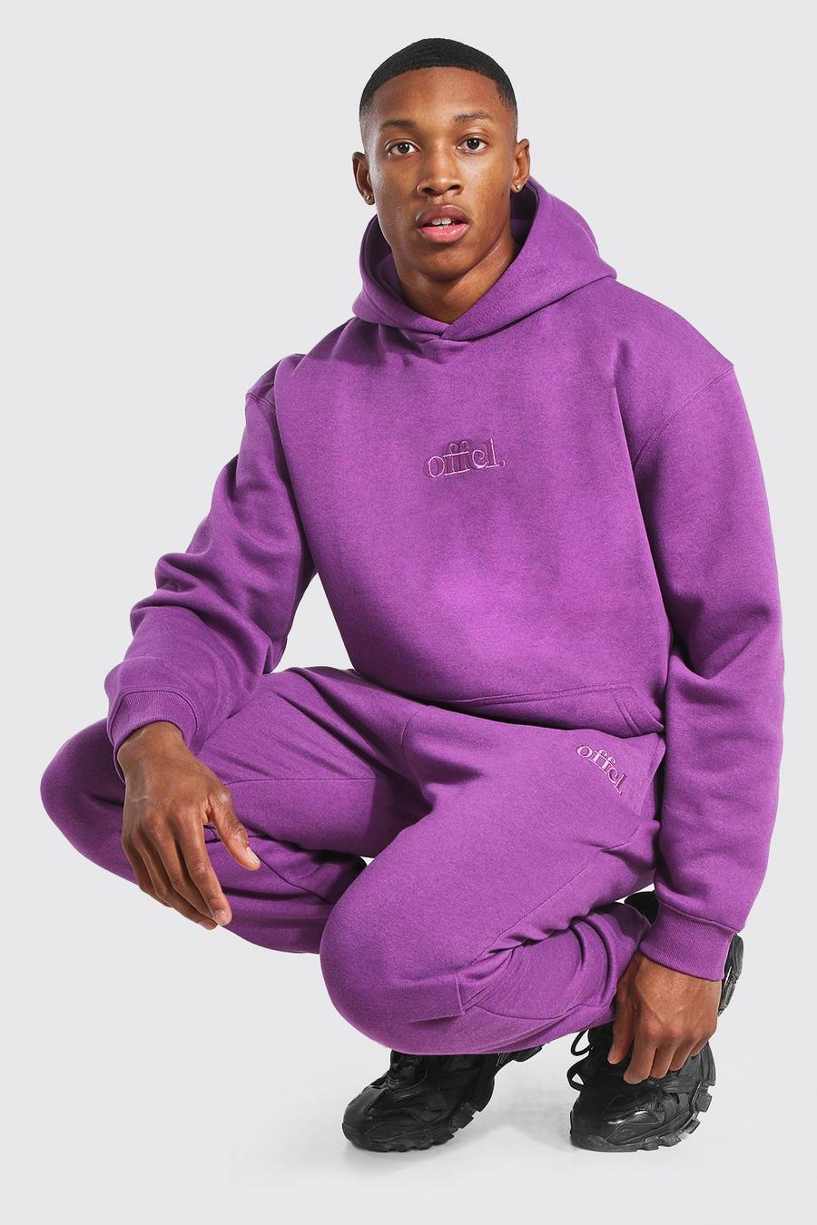 Purple Oversized Official Overdyed Hooded Tracksuit image number 1