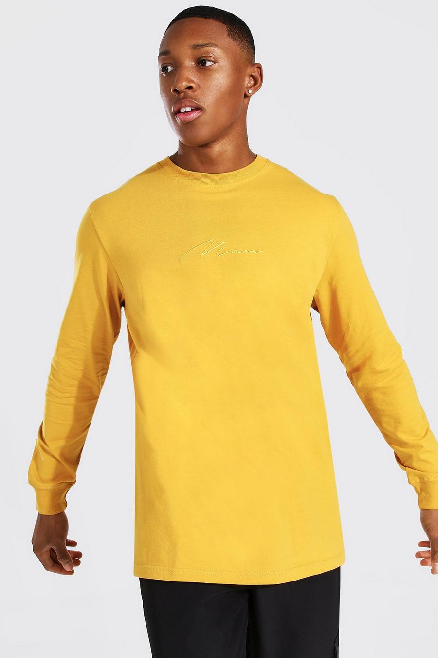 Mustard yellow MAN Signature Long Sleeve T-Shirt image number 1