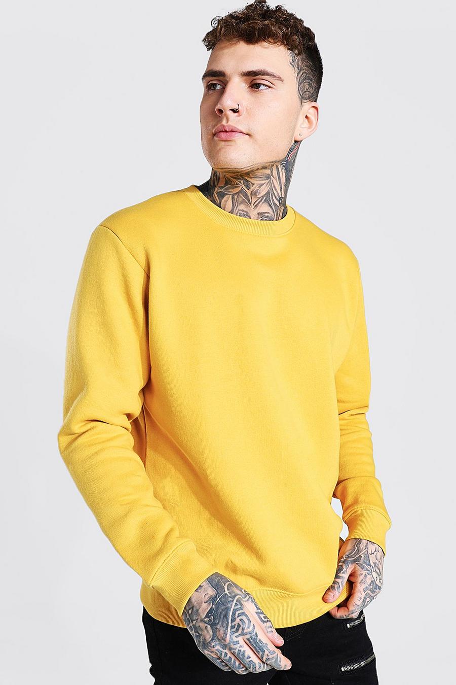Mustard yellow Basic Sweatshirt med rund hals image number 1