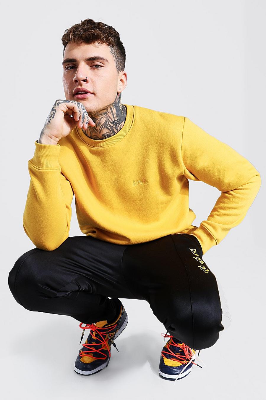 Mustard yellow MAN C Embroidered Sweater image number 1