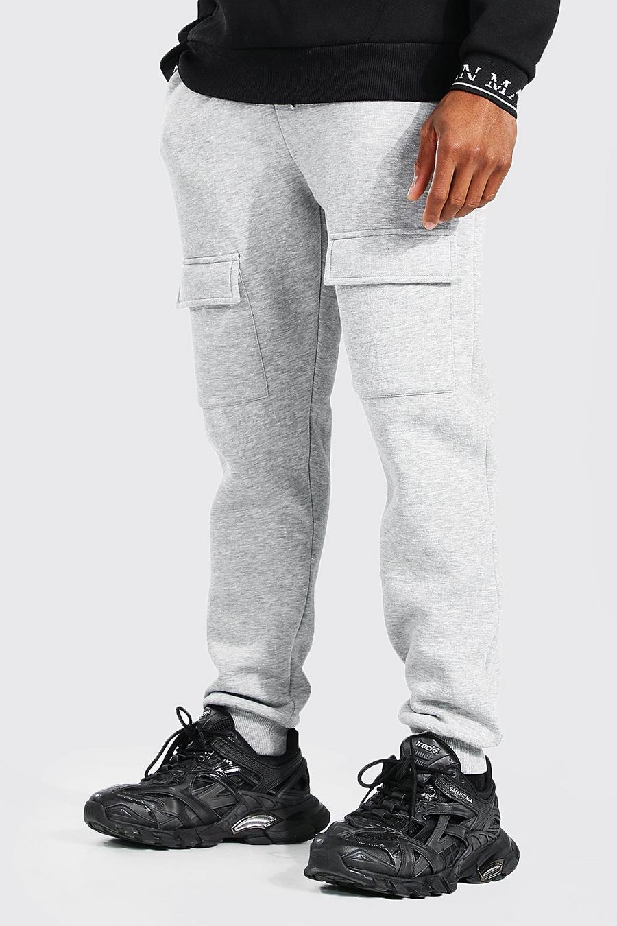 אפור מכנסי ריצה קרגו בגזרה צרה עם פאנלים מלפנים image number 1