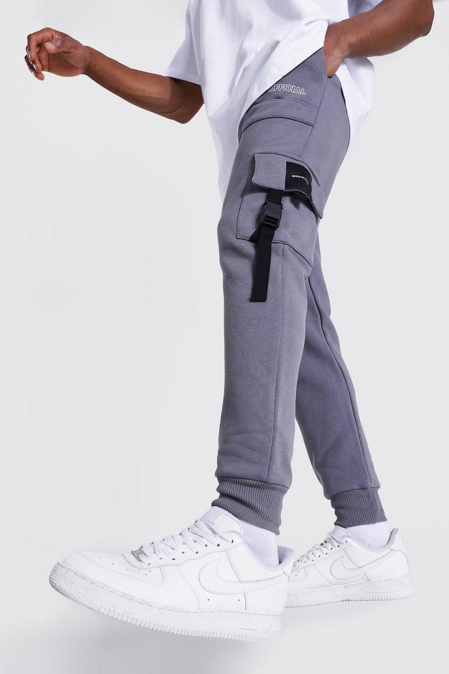 Charcoal grå Official Utility Skinny Cargo Joggers image number 1