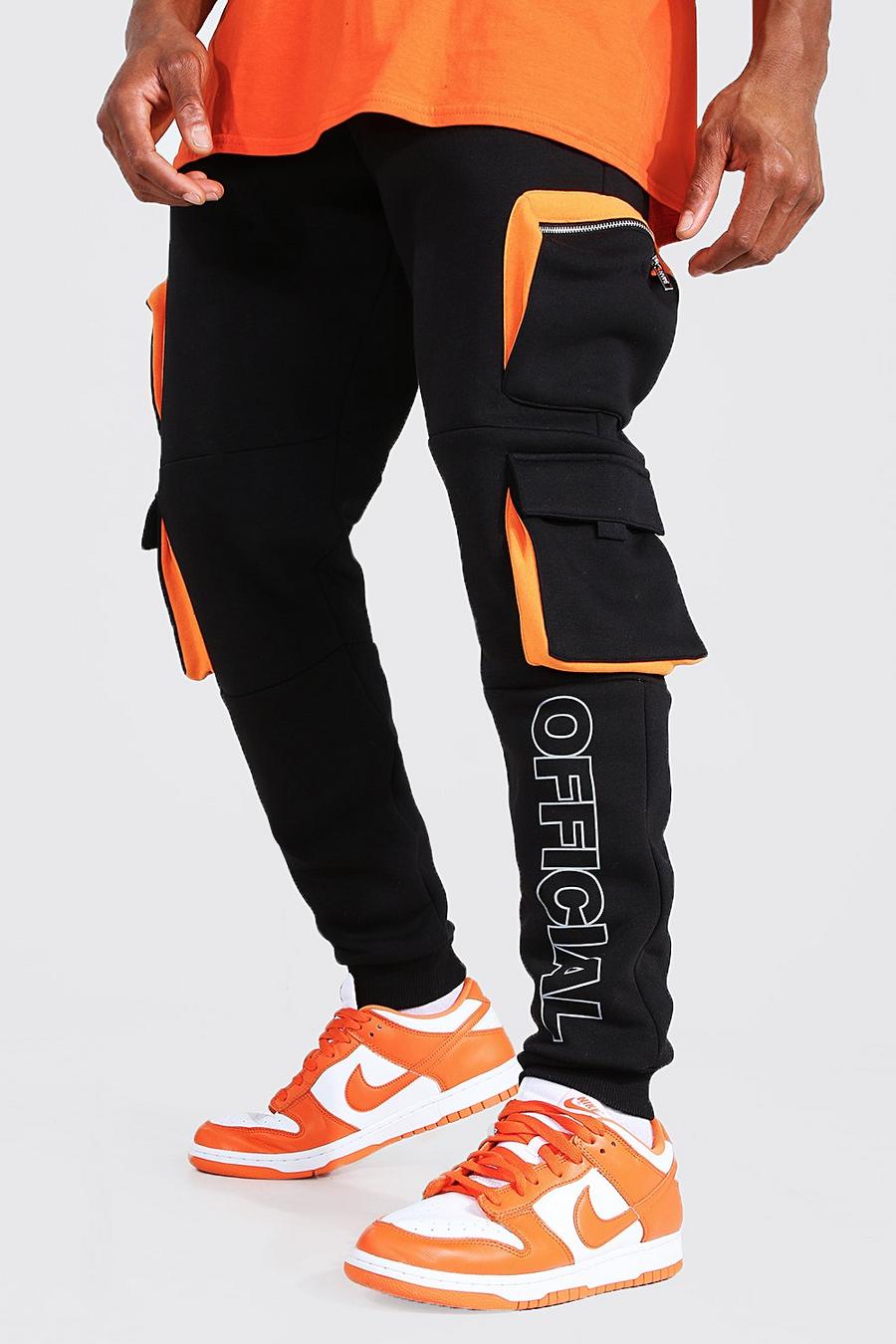 Black Official Reflective Print Cargo Joggers image number 1