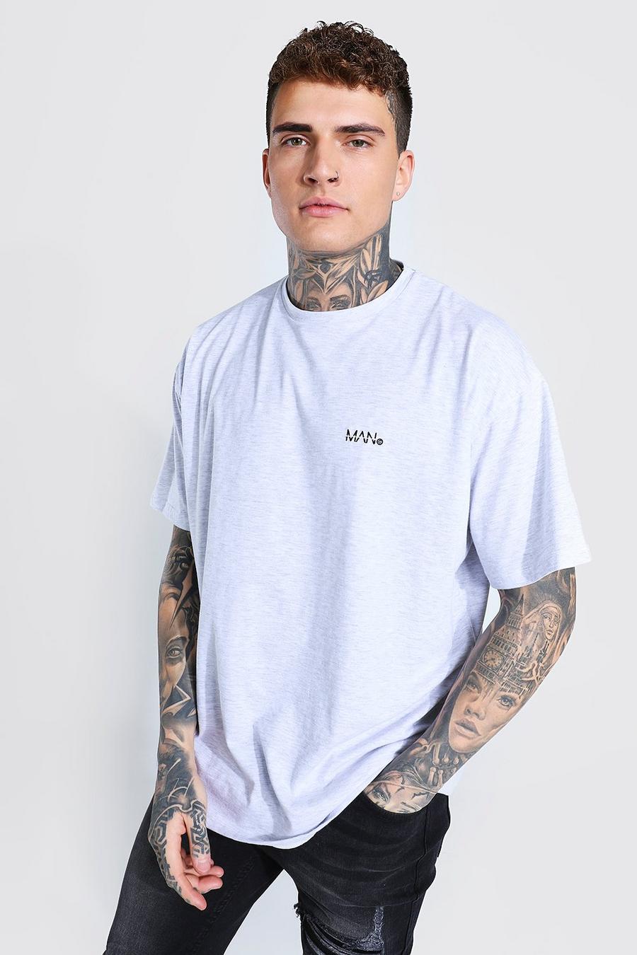 Übergroßes, gerade geschnittenes T-Shirt mit MAN C-Print, Ash grey image number 1