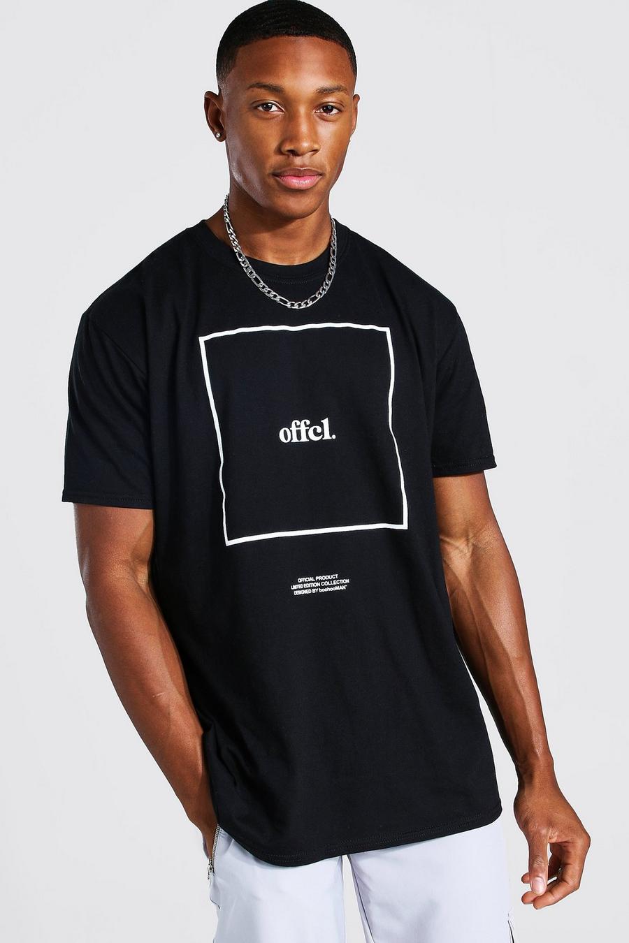 Black "Official" Oversize t-shirt med boxigt tryck image number 1
