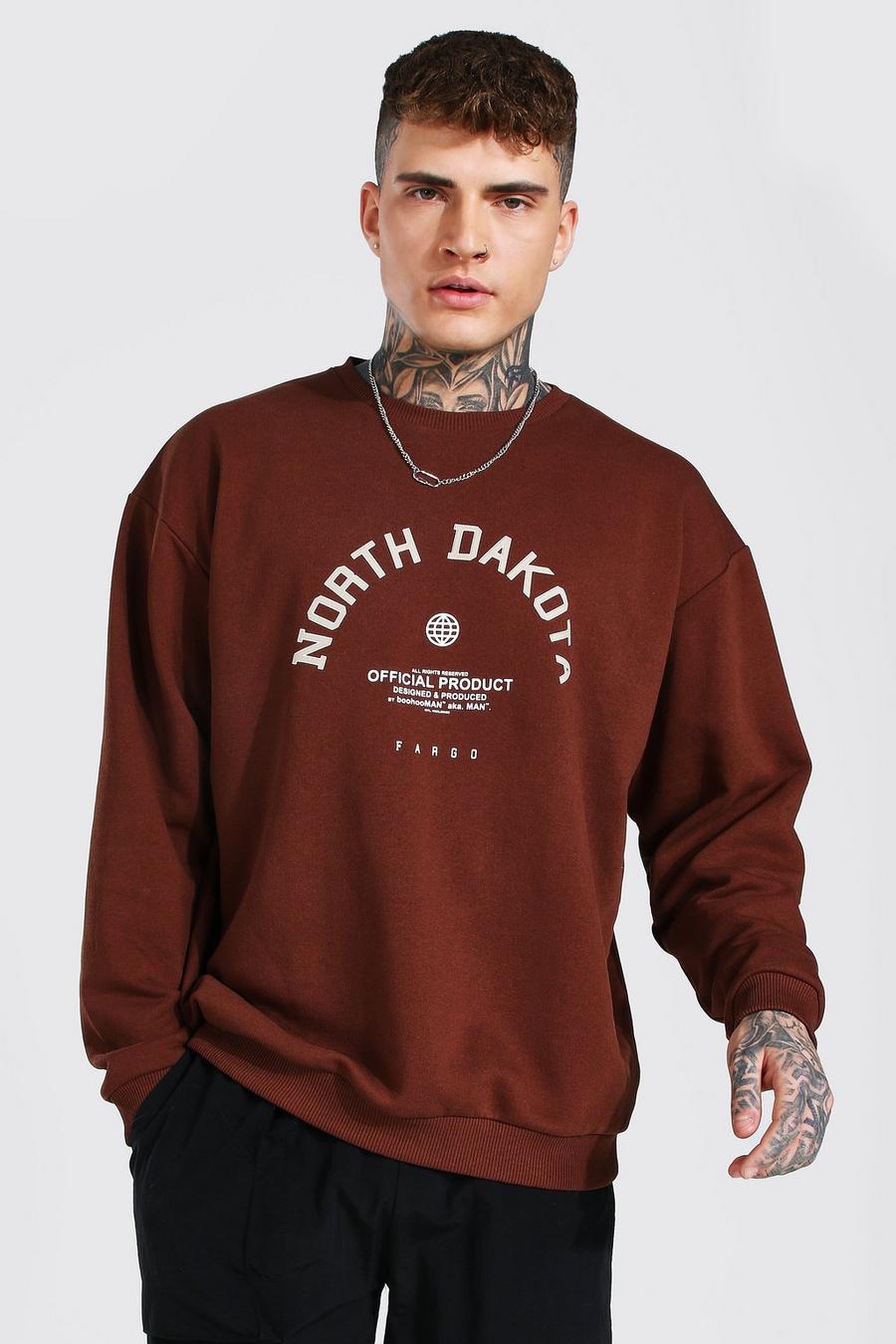 College–Sweatshirt in Übergröße, Schokoladenbraun image number 1