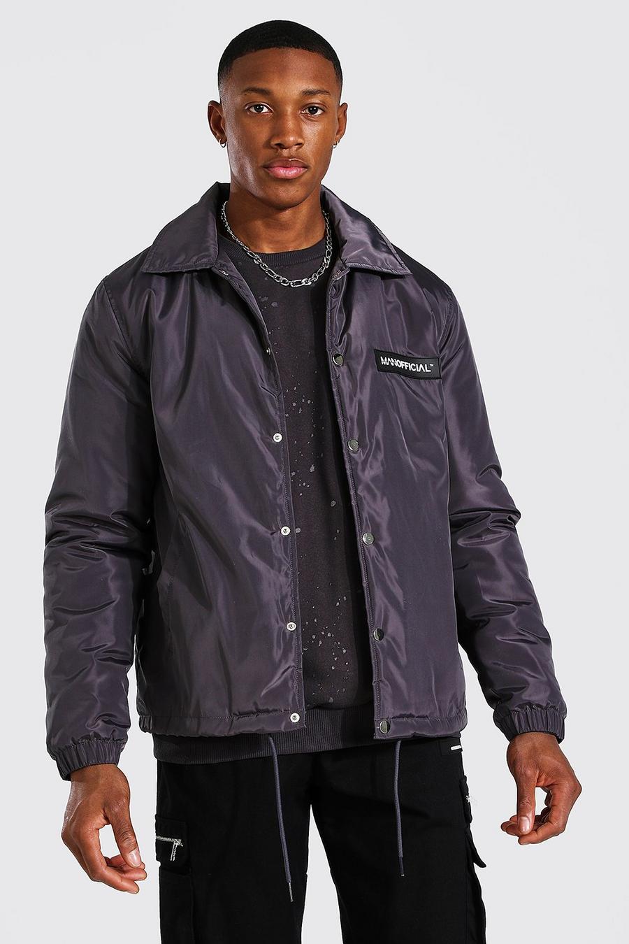 Charcoal Man Official Nylon Coach Jas Met Faux Fur Voering image number 1