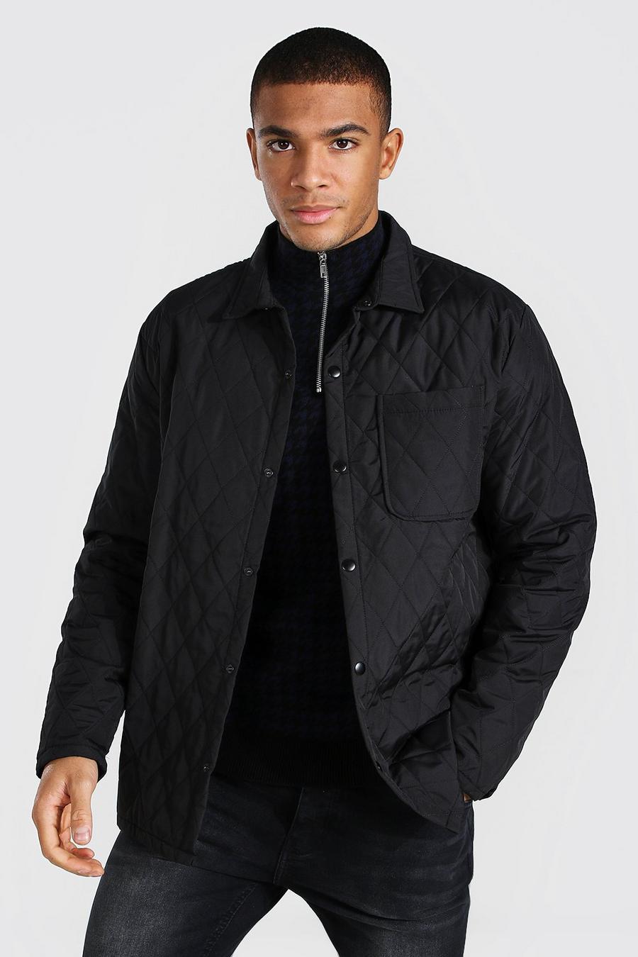 Black Quilted Coach Padded Overshirt image number 1