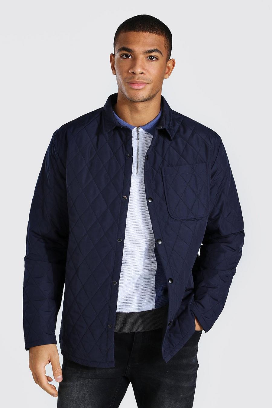 Navy Quilted Coach Padded Overshirt image number 1