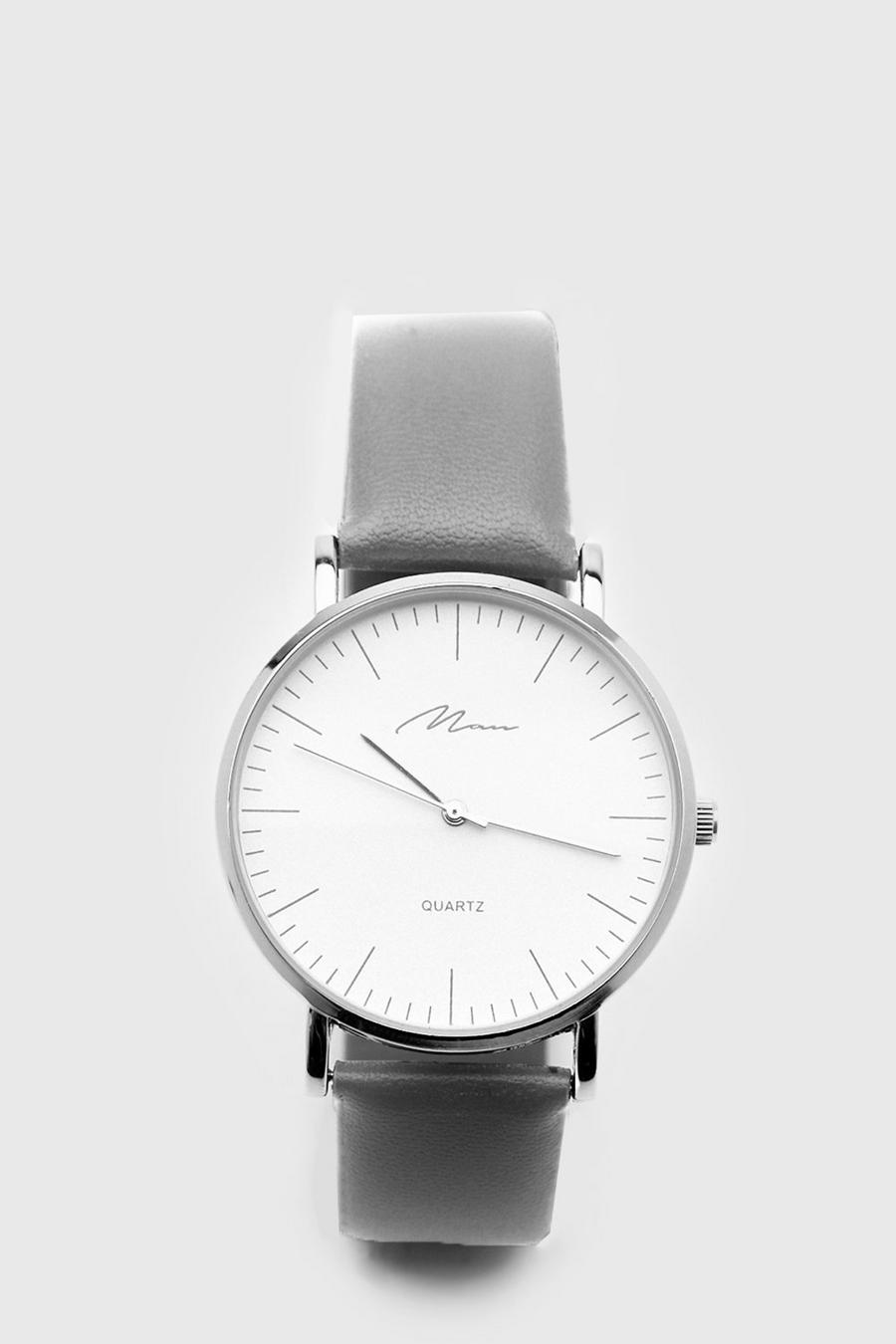 שעון קלאסי עם לוח לבן ורצועה בצבע מנוגד image number 1