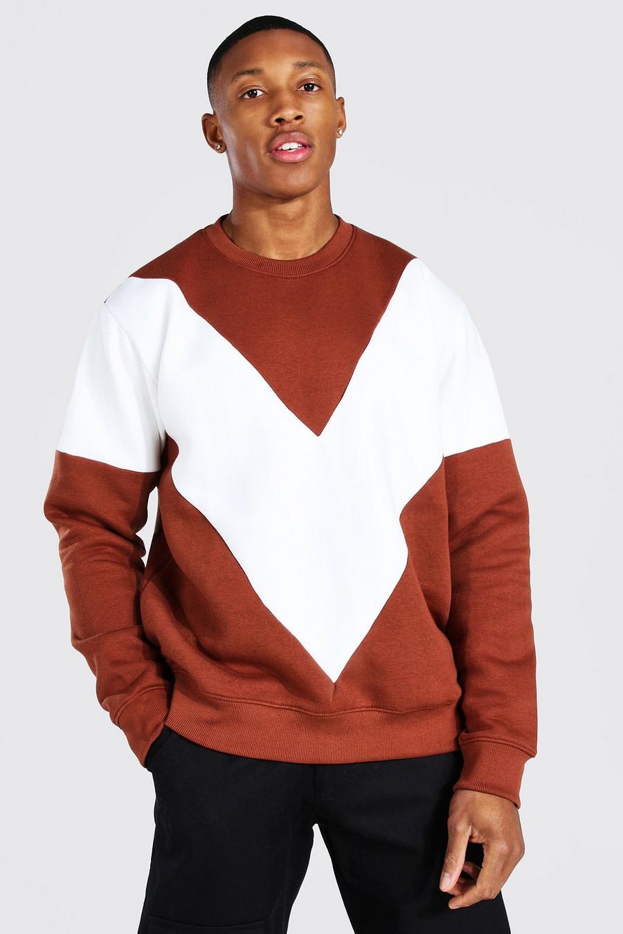 Ecru Sweatshirt med blockfärger image number 1