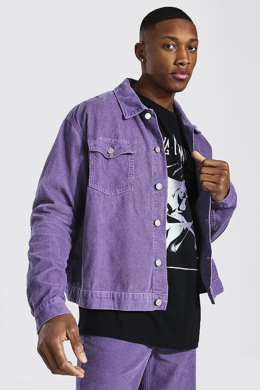 Purple Boxy Fit Cord Jacket image number 1