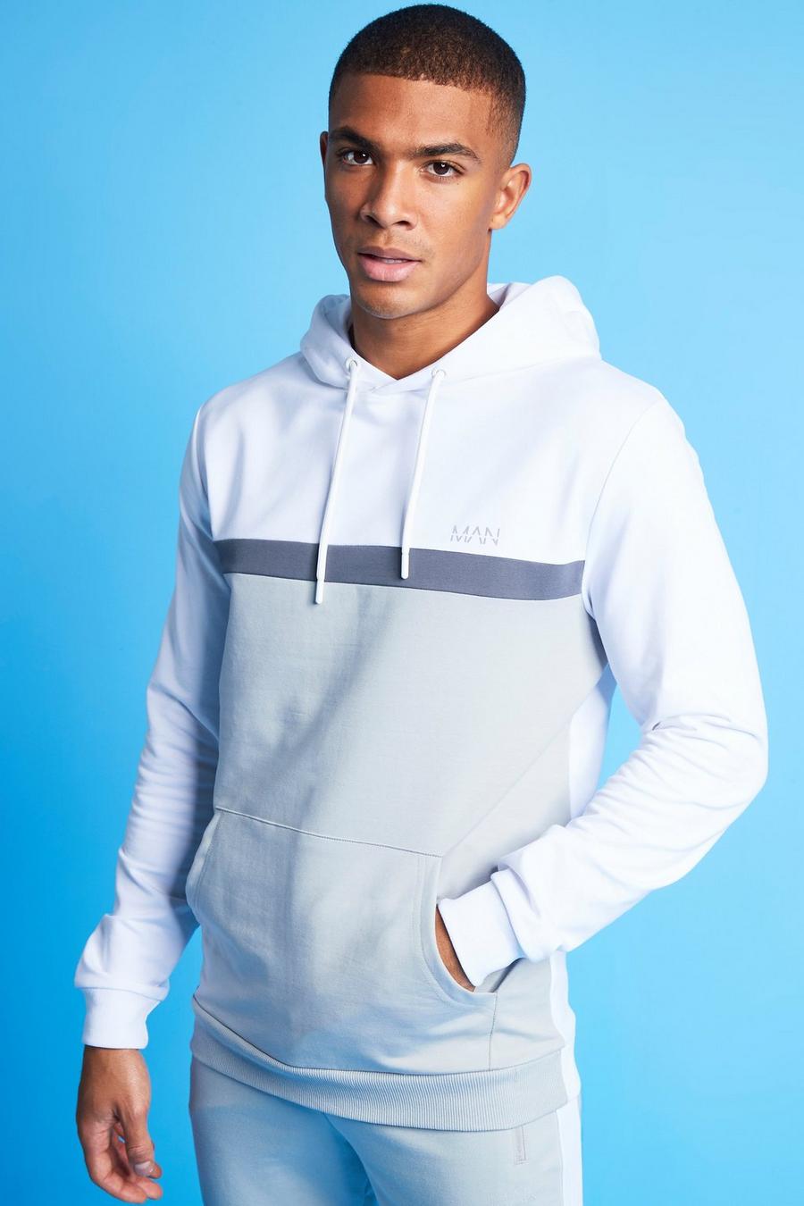 White Man Active Colour Block Overhead Hoodie image number 1