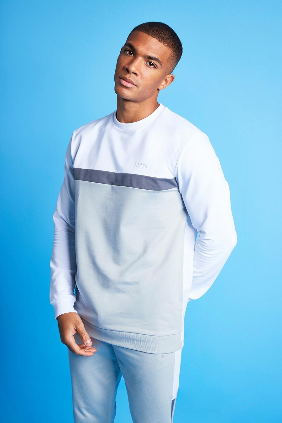 White MAN Active Sweatshirt med blockfärger image number 1