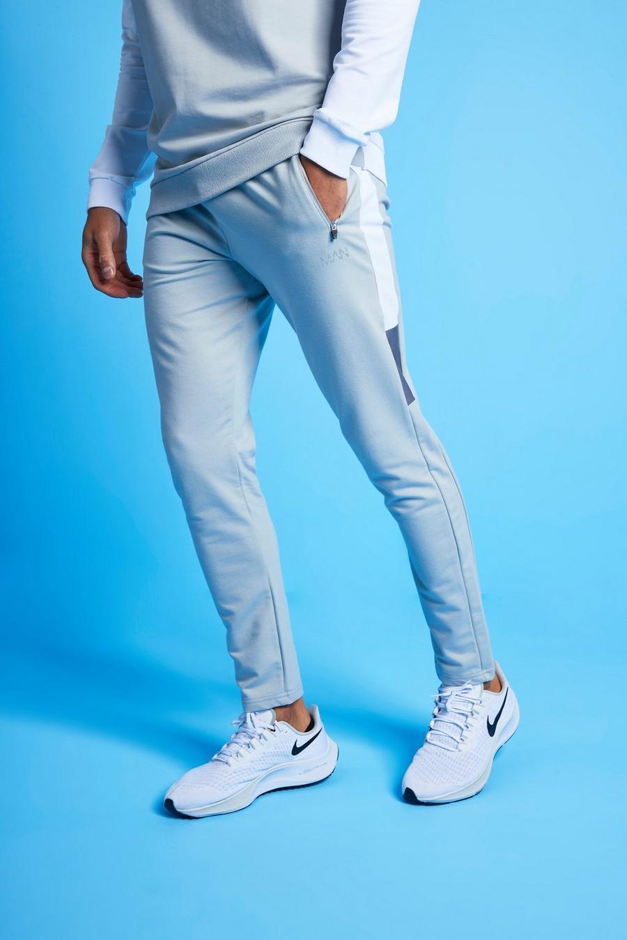 Pantaloni tuta MAN Active con righe a blocchi di colore, Bianco image number 1