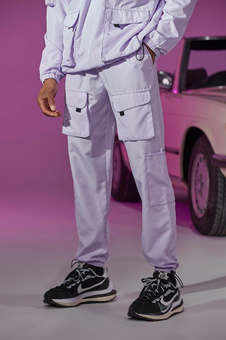 Pantalones de camuflaje de deporte con bolsillo funcional con solapa Official, Lila image number 1