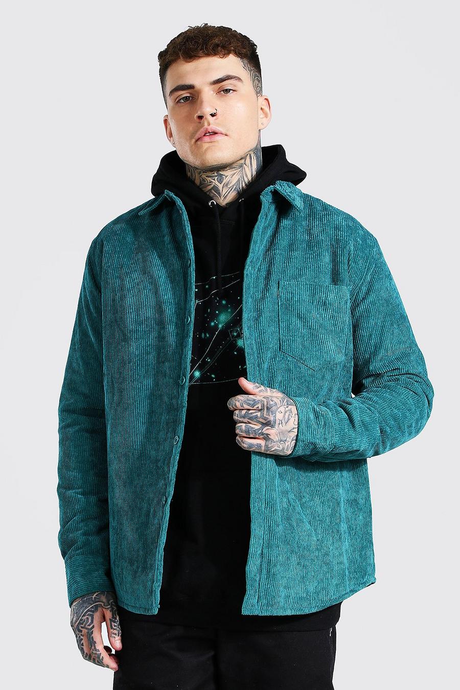 Forest green Cord Quilted Overshirt image number 1