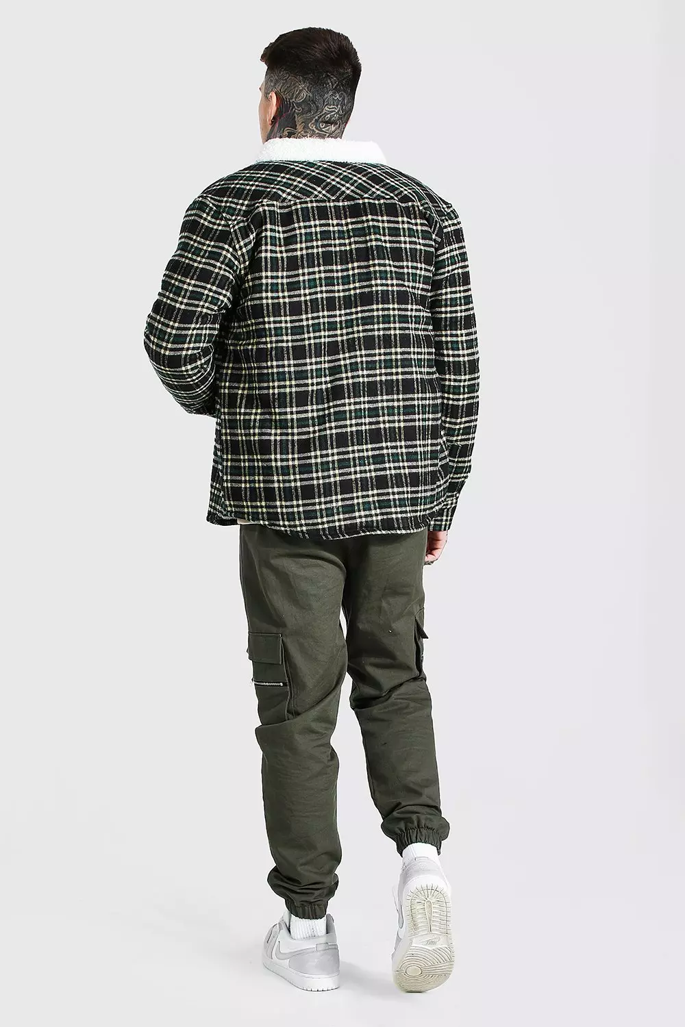 Teal Quilted Check Overshirt With Borg Lining alternative image