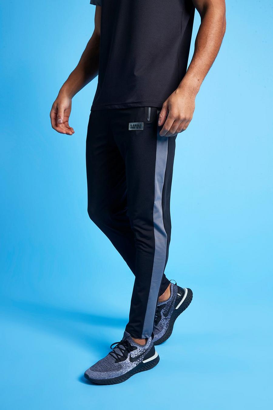 שחור מכנסי ריצה ספורטיביים קולור בלוק Man image number 1