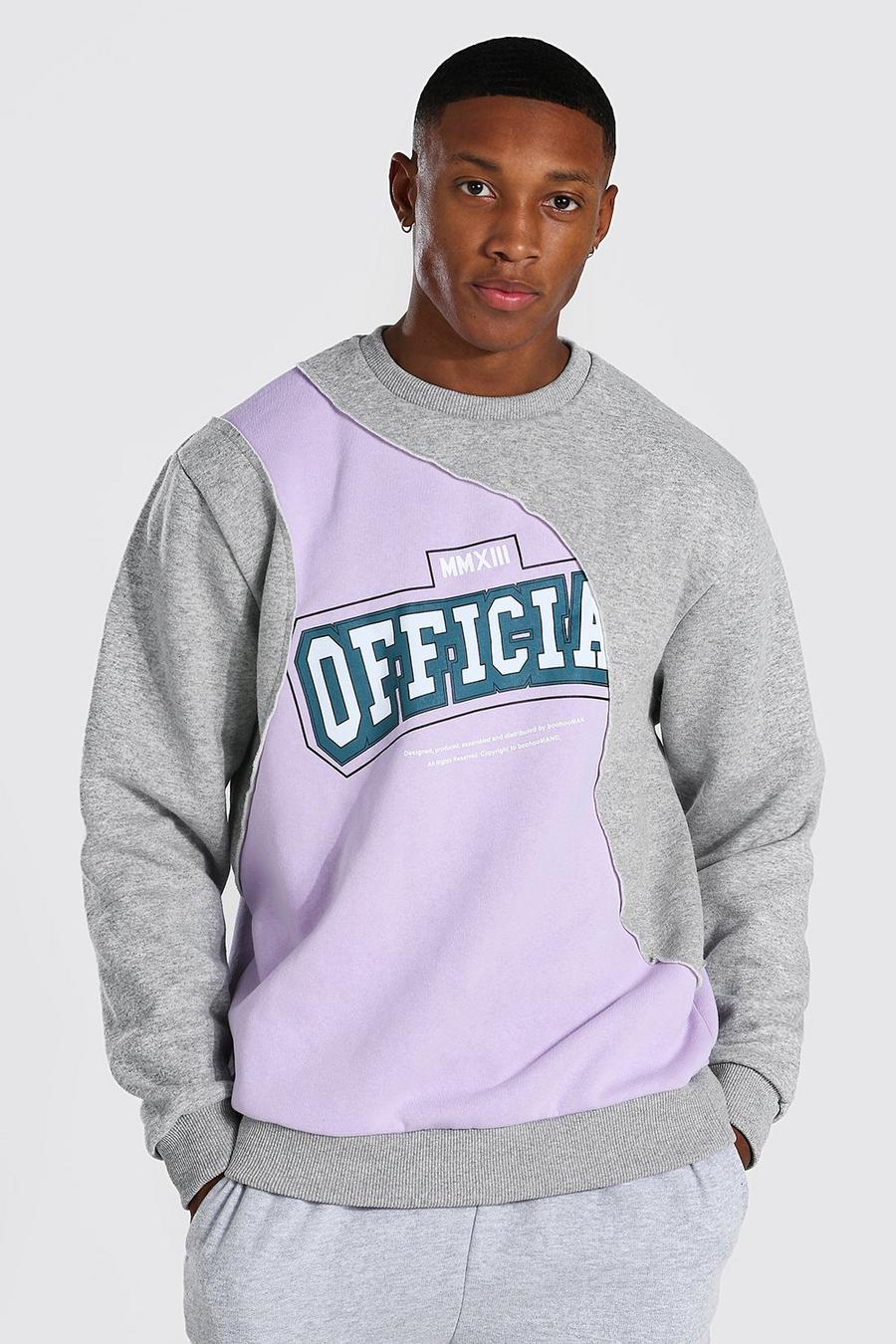 Sweatshirt in Übergröße mit „Official“-Print und Schlitz, Violett image number 1