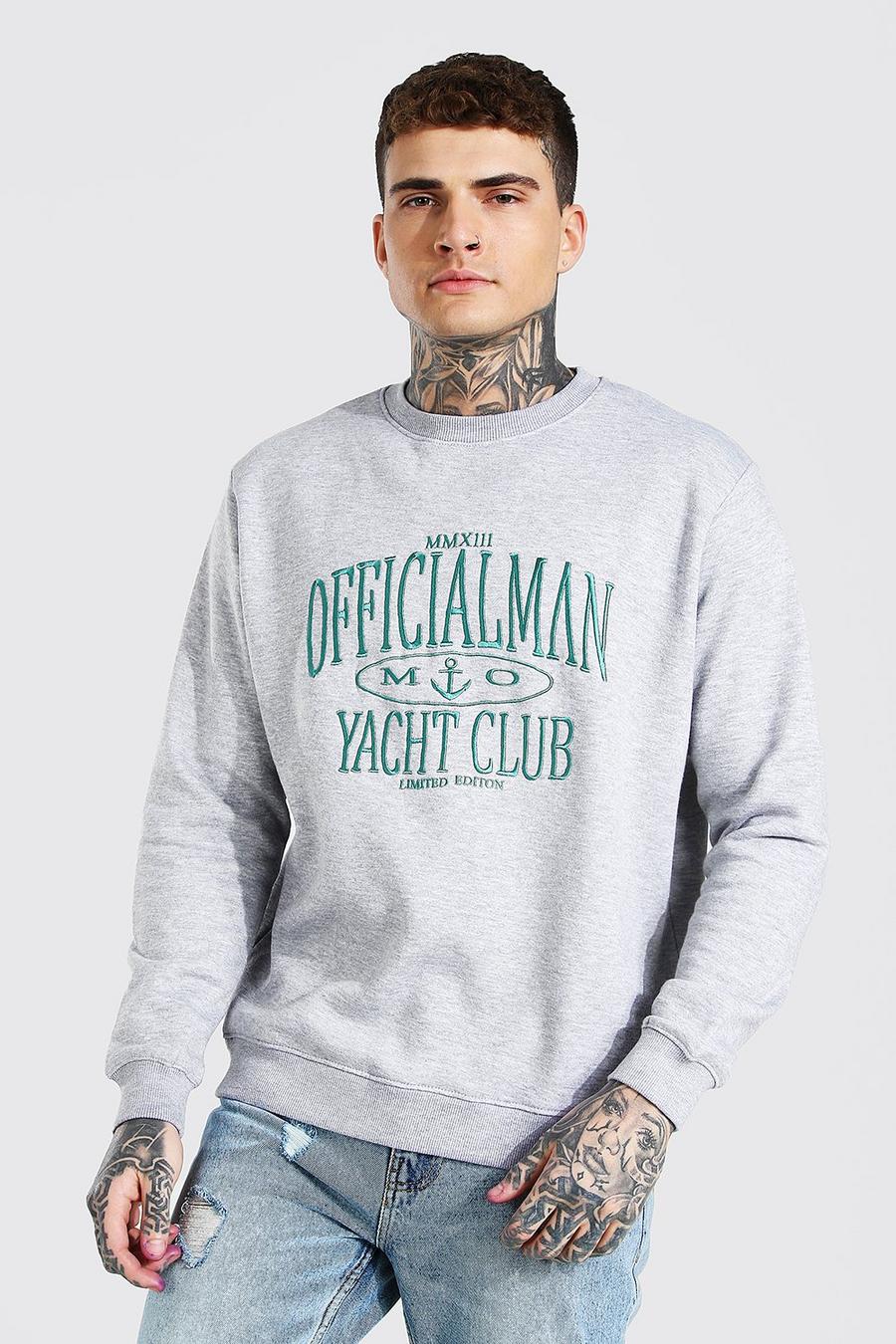 Light grey Official MAN "Yacht Club" Sweatshirt med brodyr image number 1