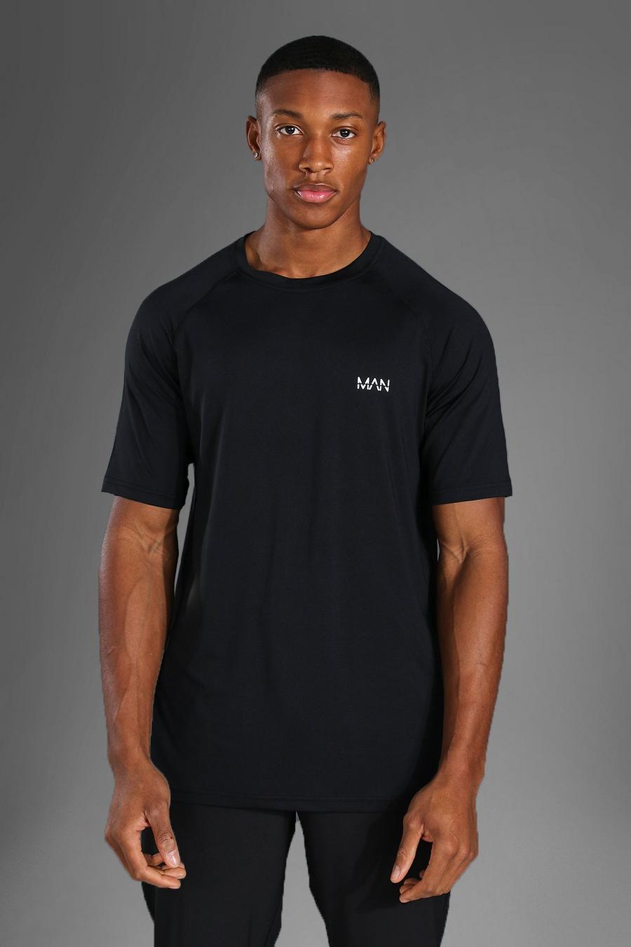 Man Active Raglan T-Shirt, Schwarz image number 1