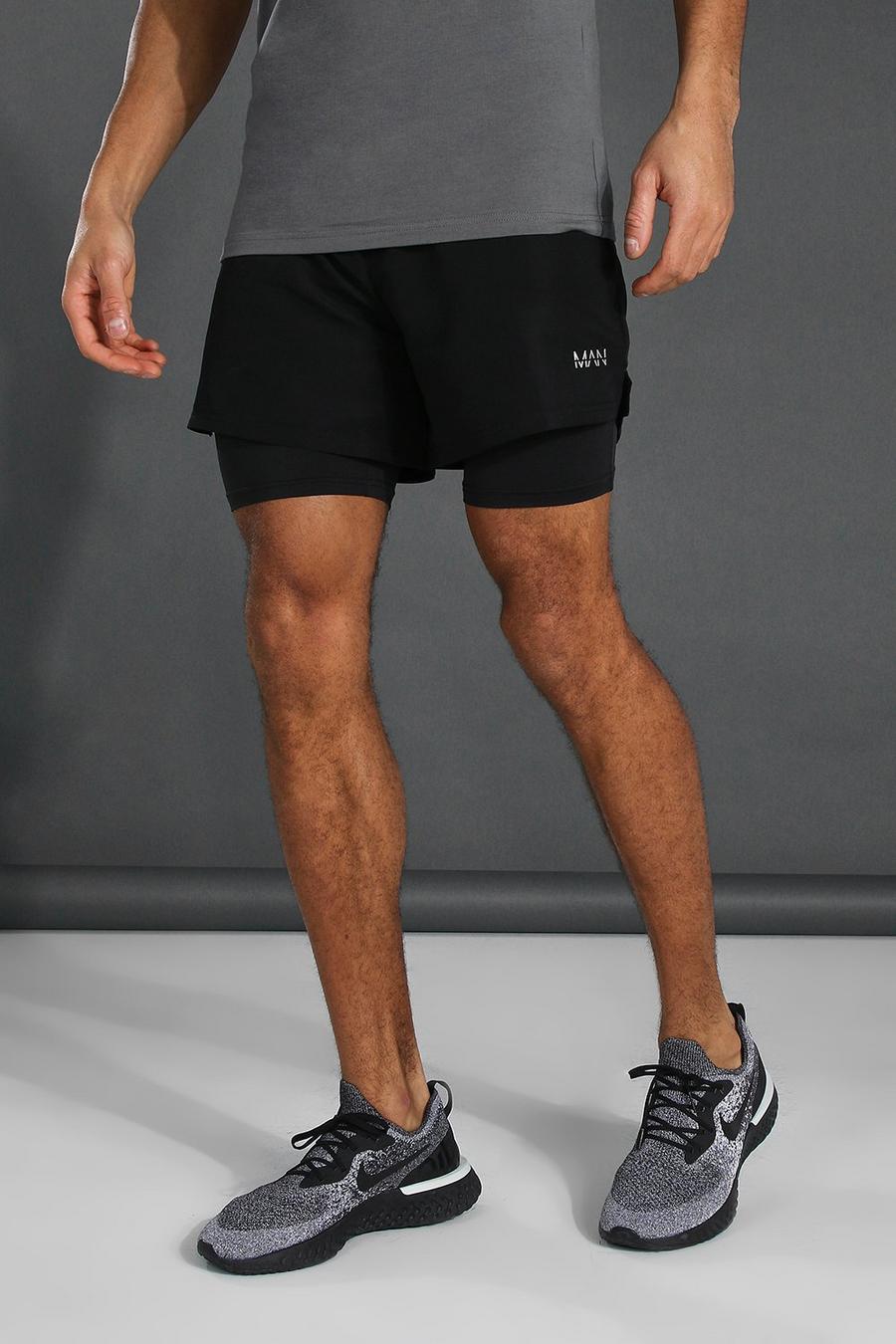 Man Active 2-in-1 Shorts, Schwarz image number 1