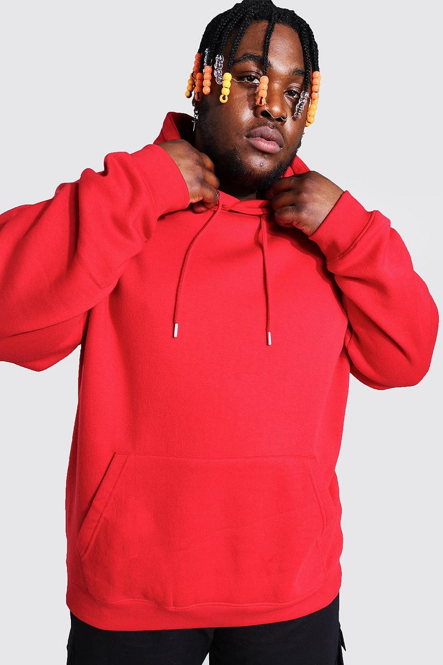 Plus Size Basic Hoodie, Red image number 1