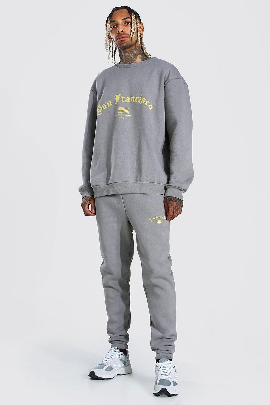 Charcoal Oversized San Francisco Sweater Tracksuit image number 1