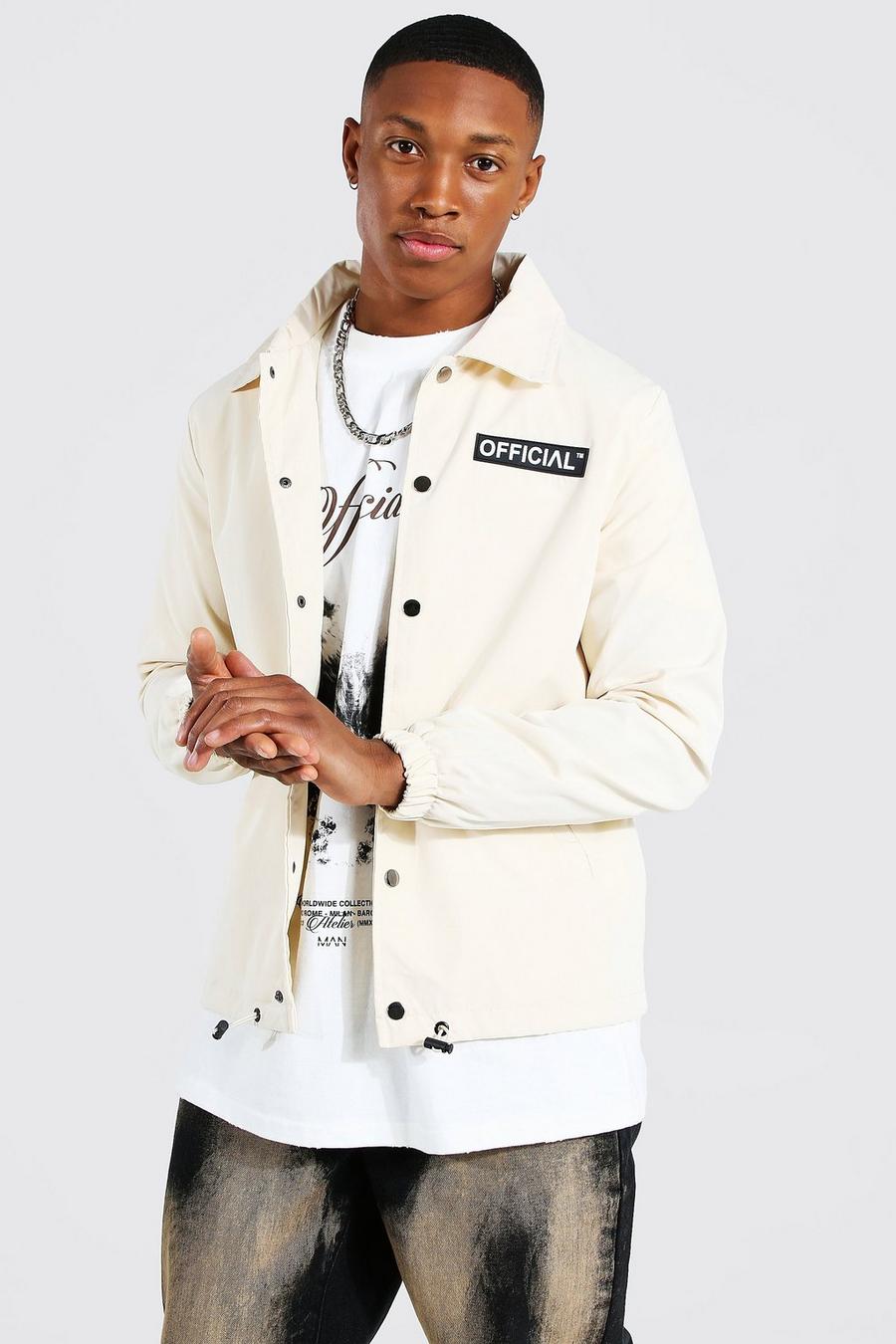 Off white Man Official Branded Woven Coach Jacket image number 1