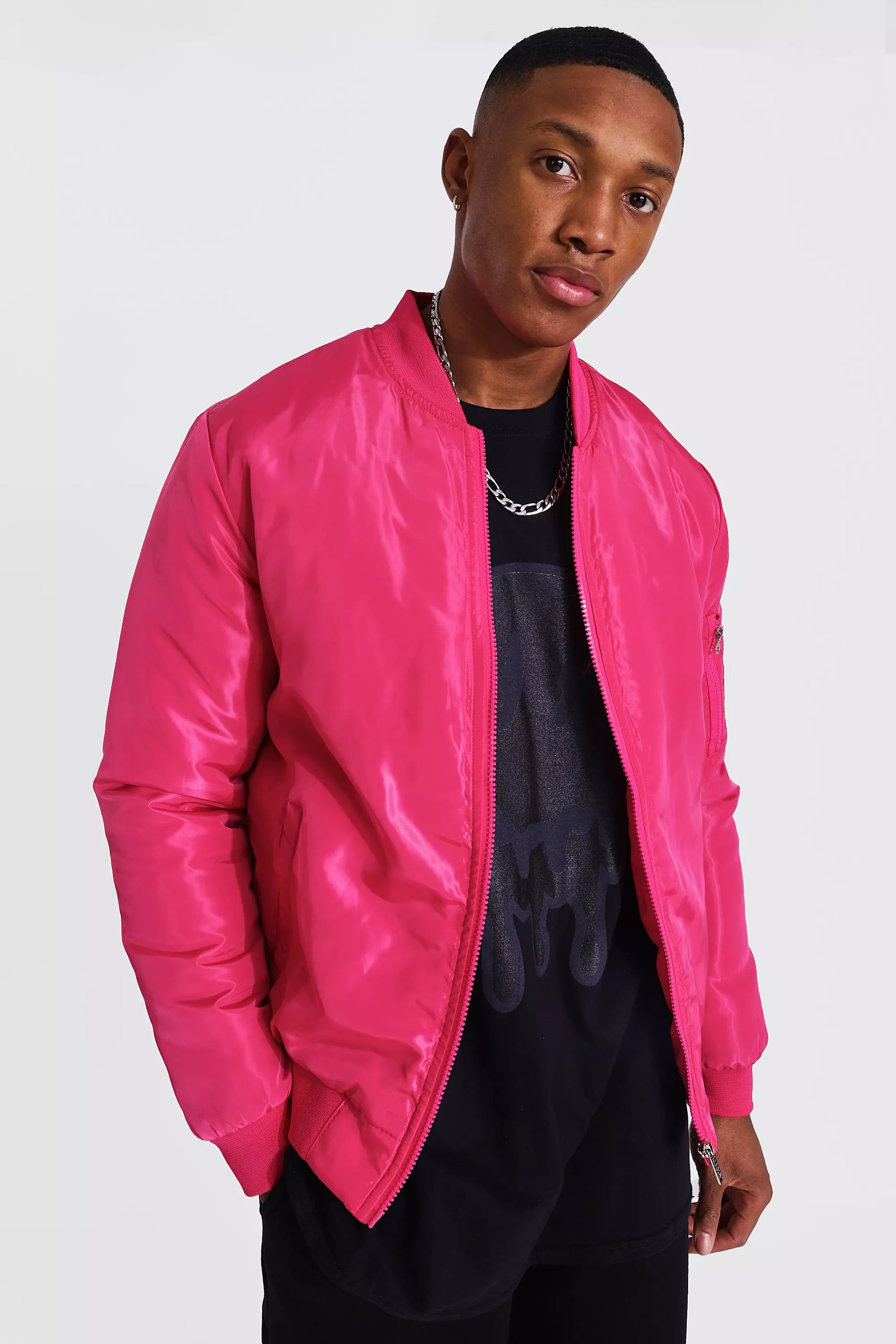 Men pink leather clearance jacket