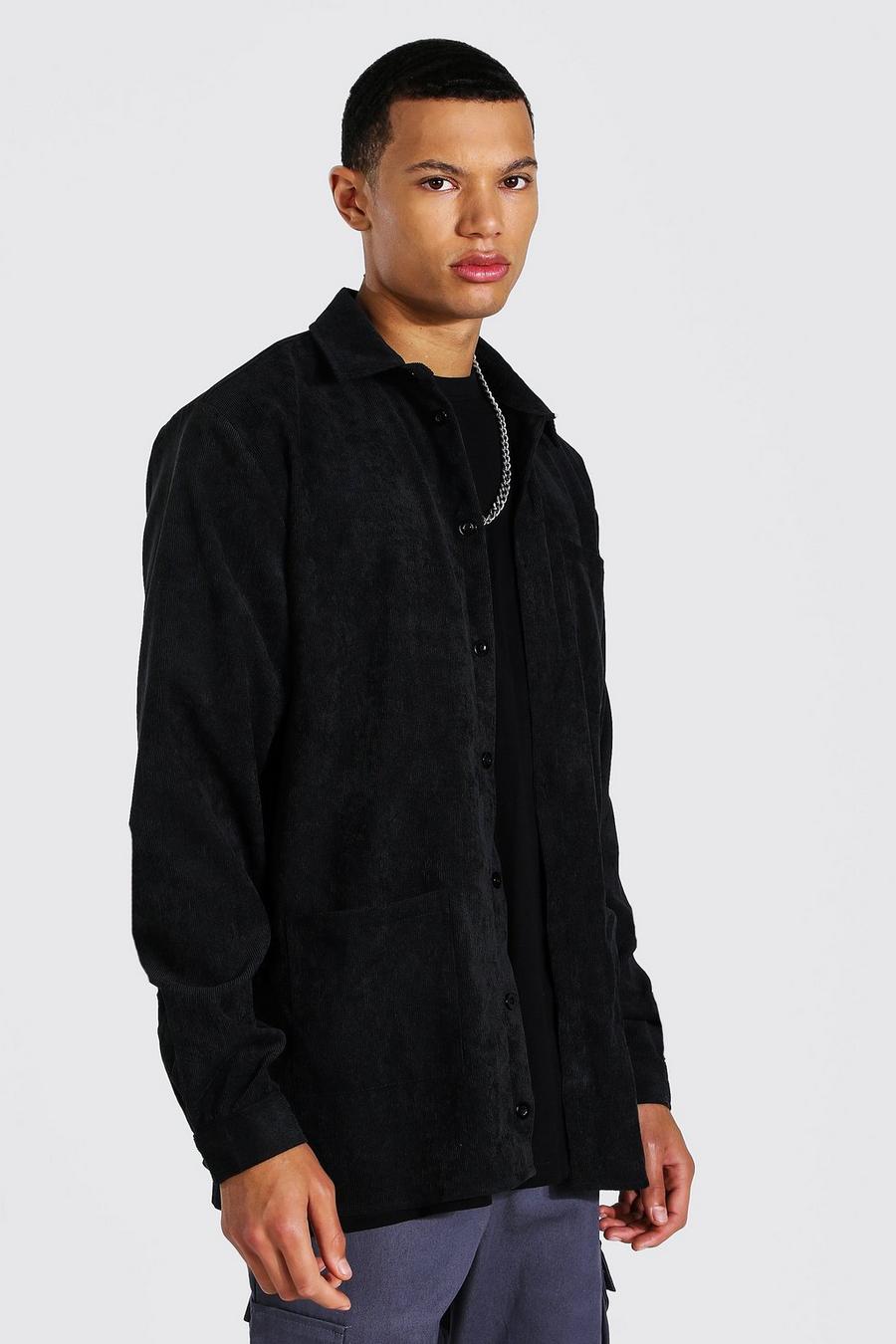 Black Tall Corduroy Button Through Overshirt image number 1